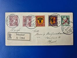R-Brief 1919 von Dübendorf nach Basel (Briefmarkenbörse)
