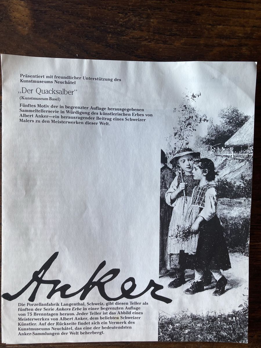 Piatti: Teller "Der Quacksalber" von Anker, limitierte Auflage! – Nuovo (secondo la descrizione) da Sornard - Nendaz venduto da Mapere 3