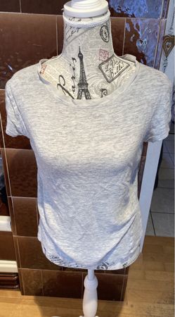 Damen T-Shirt grau kurzarm meliert, Gr.M