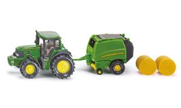 Toller Traktor John Deere m. Ballenpresse, Siku 1665, neu