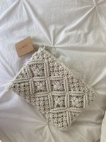 Pochette macramé beige en coton neuve avec étiquette