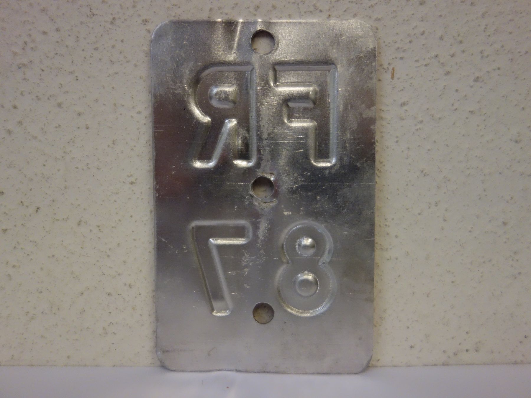 Schilder: FR 87 VELONUMMER - FAHRRADSCHILD – Gebraucht aus Kerzers von zimmergruen 1
