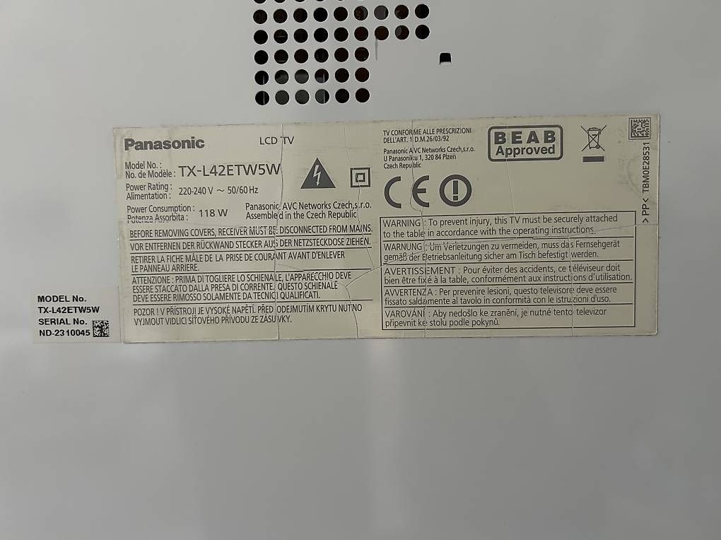 Televisori: Televisore Panasonic LCD TV 42 bianco – Usato da Lugaggia venduto da eri_bf2l 2