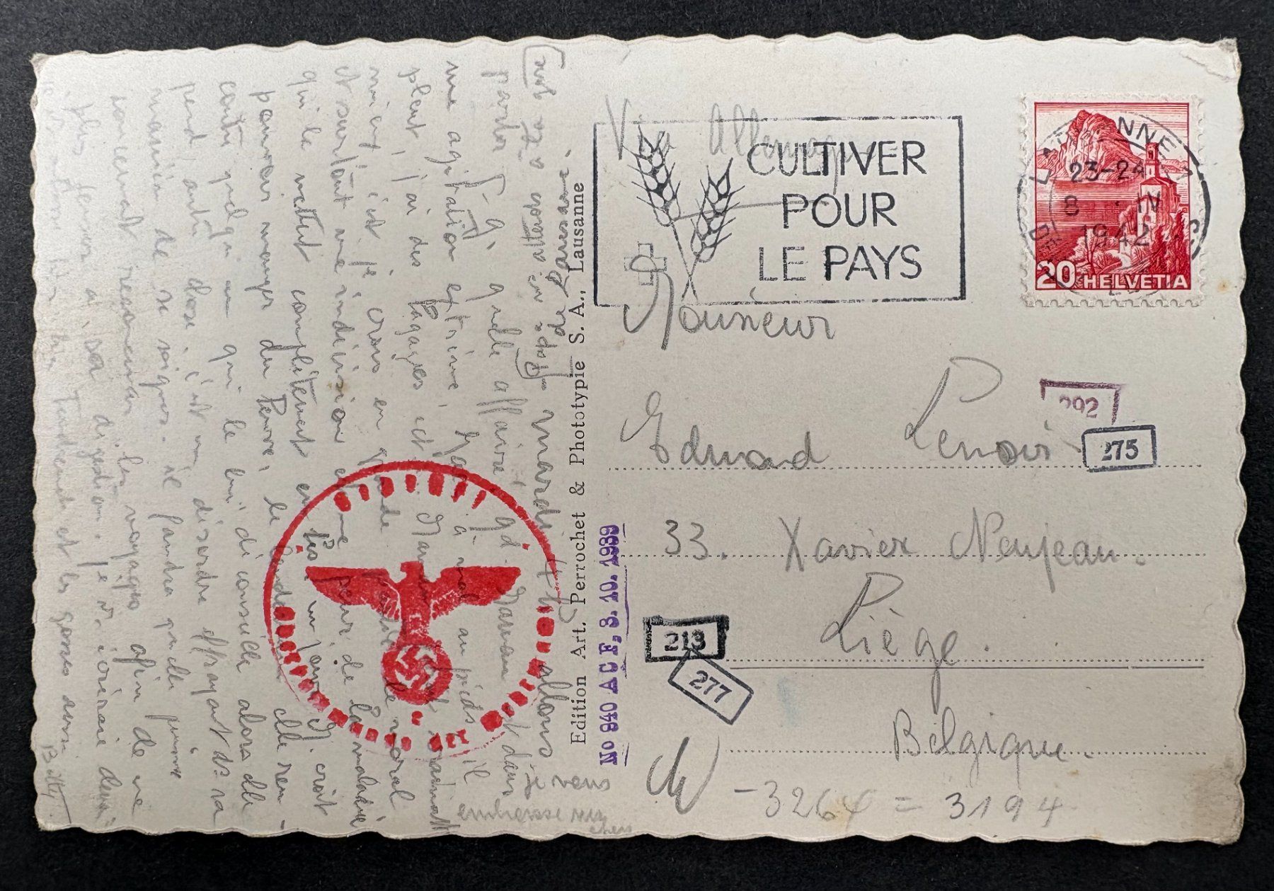 Cartoline postali: ANTIKE ANSICHTSKARTE ZEPPELIN ÜBER LAUSANNE 1942 – Usato da Ostermundigen venduto da crazy-horse-1840 1