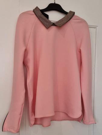 Stylische Rosa "Bluse" mit peppigem Kragen, Gr.XS/S