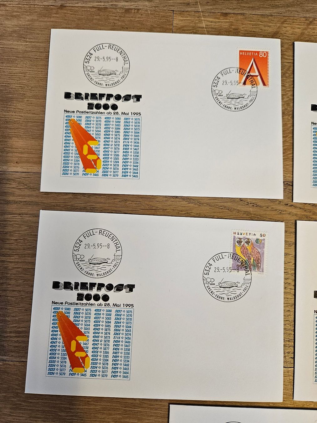 Tutti i francobolli: 5 Erstagsbreife Briefpost 2000, Mai 1995 – Usato da Fisibach venduto da sare01 1