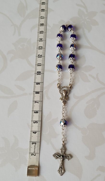 Produktbild von Rosenkranz-Halskette Mit Blauen Glasperlen, 0,24 Bedruckte