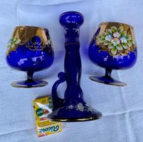 🌟Vintage Glas Trinkgläser Bemalt Blumen Murano od. Böhmen🌟
