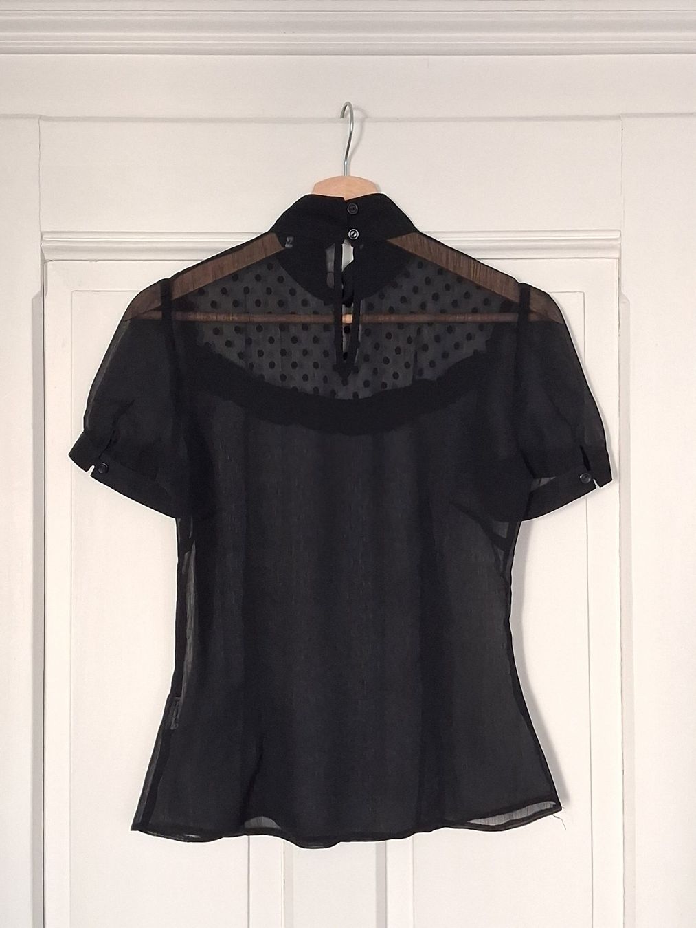 H&M Camicette: Transparente schwarze Bluse mit Puffärmeln, H&M, Gr. XS – Usato da Ried-Brig venduto da Zzyzx 2