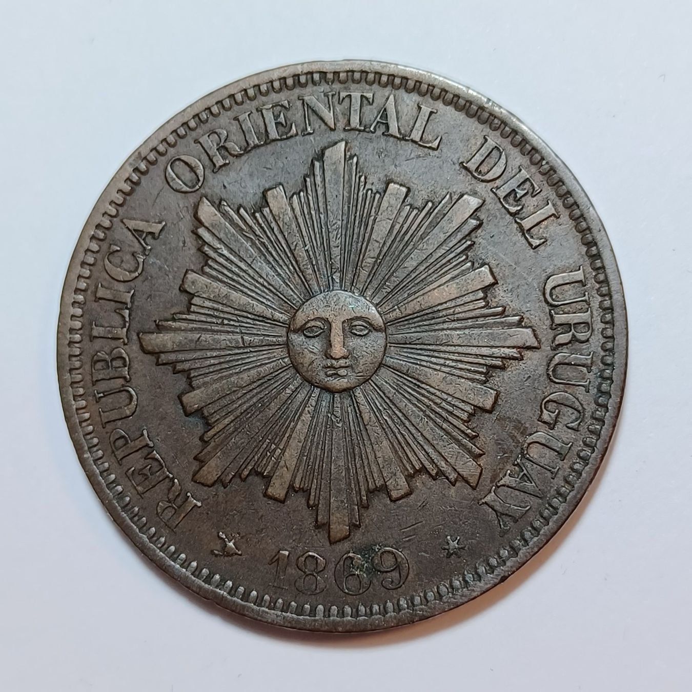 Tutti le monete: 4 Centésimos 1869 Uruguay – Usato da Pfäffikon ZH venduto da Welt_Muenzen