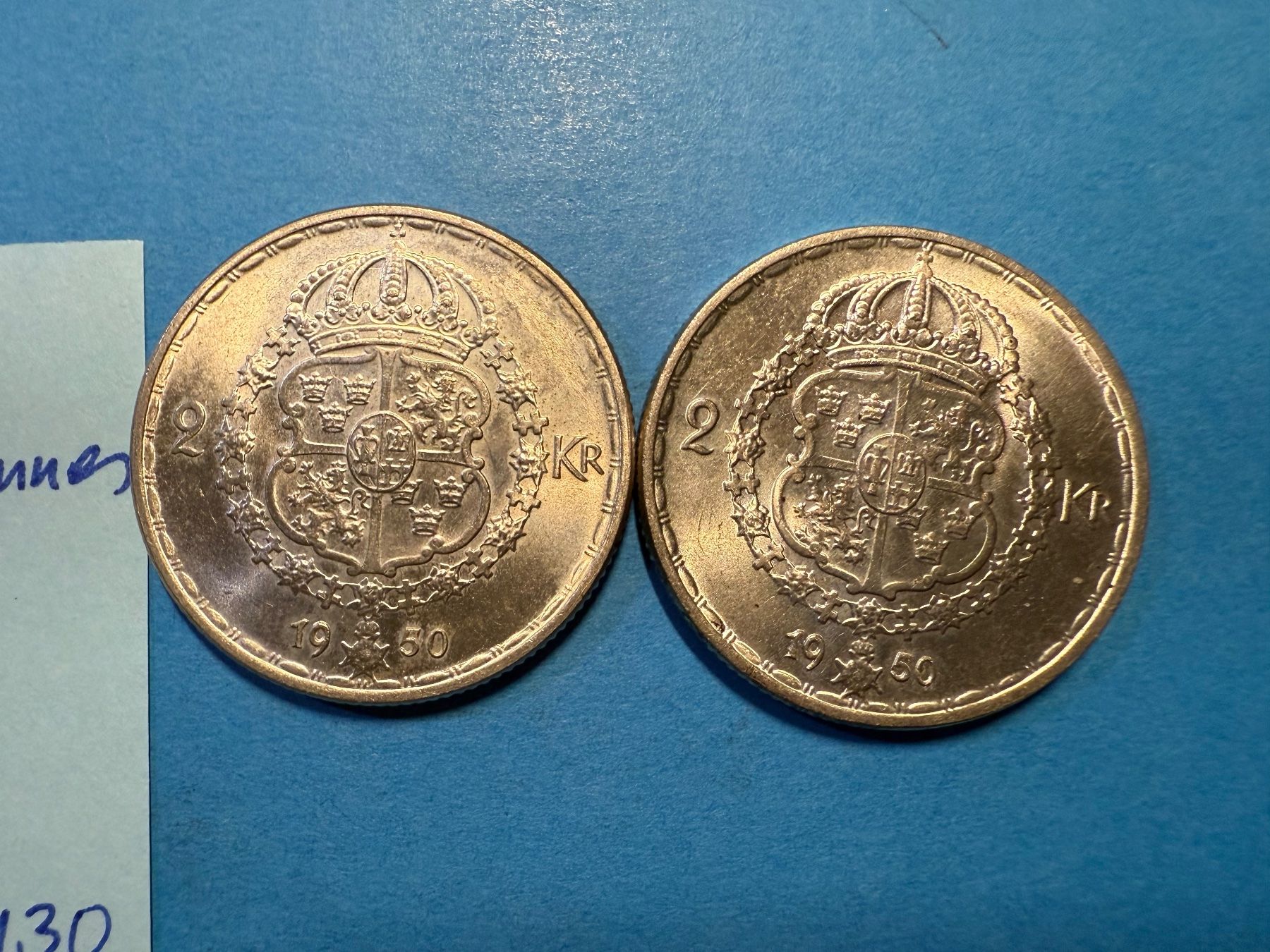 Tutti le monete: SUEDE : 2 X 2 COURONNES 1950 - ARGENT – Usato da genève venduto da GEnumist 1