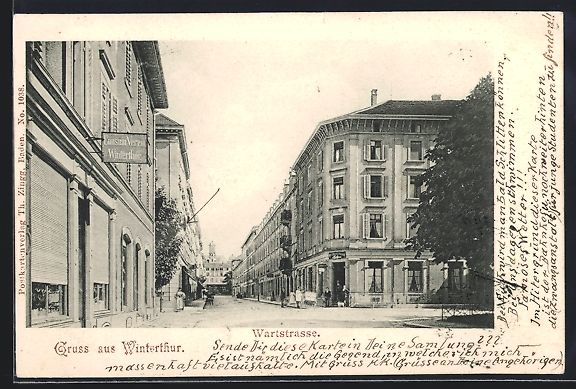 Cartoline postali: Winterthur, Wartstrasse mit Haus des Con – Usato da Berlin venduto da bartko-reher
