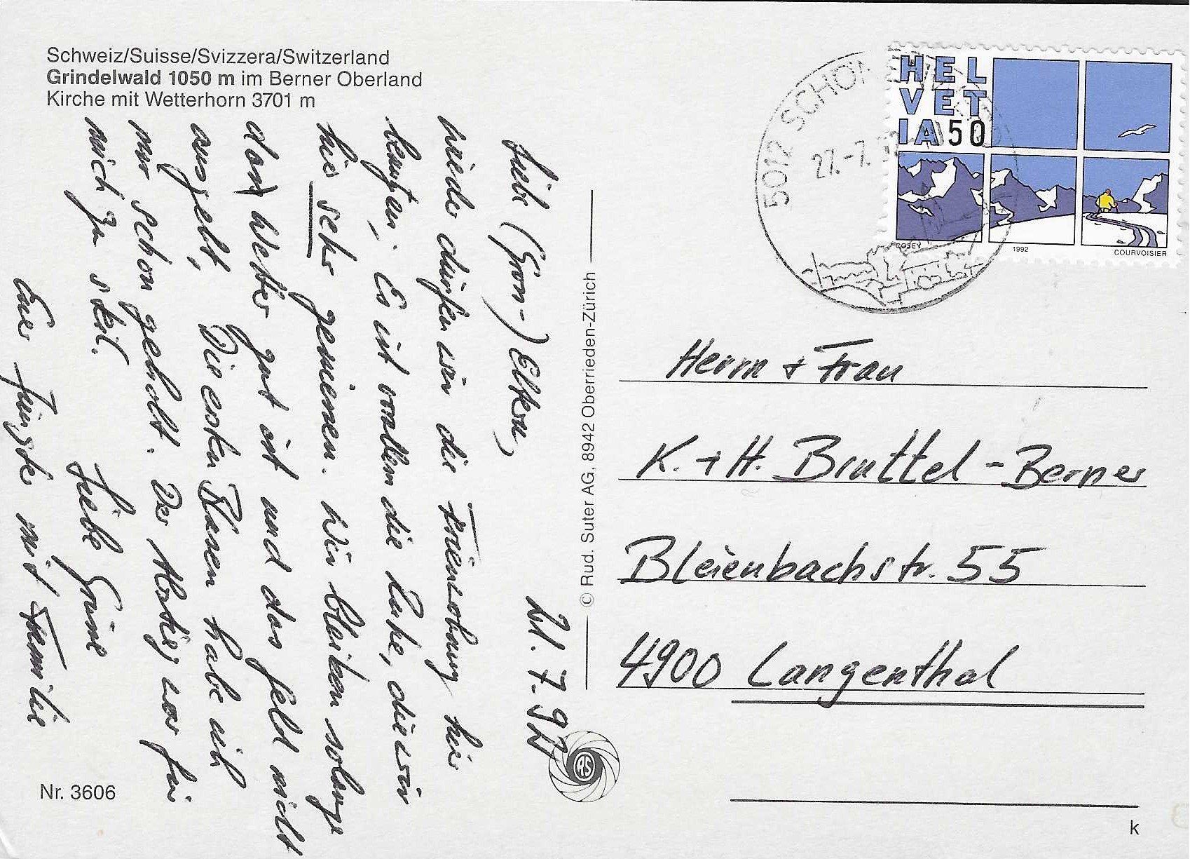 Ansichtskarten: Grindelwald im Berner Oberland BE – Gebraucht aus Rothrist von Stranglehold 1