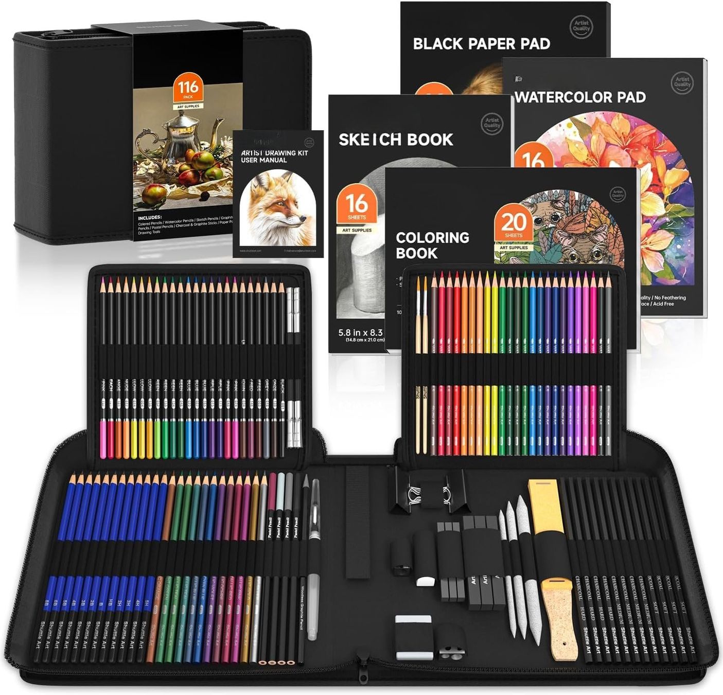 Matite, matite colorate & gessi: Zeichenset 116tlg Buntstifte Graphitstifte Aquarell – Nuovo e nell'imballaggio originale da St. Gallen venduto da sch_zsz7