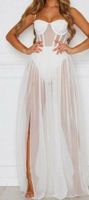 NEUES Sexy Body-Kleid weiss Schlitz HINTEN! Gr. XS - 220220