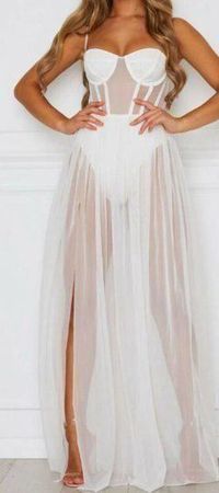 NEUES Sexy Body-Kleid weiss Schlitz HINTEN! Gr. XS - 220220
