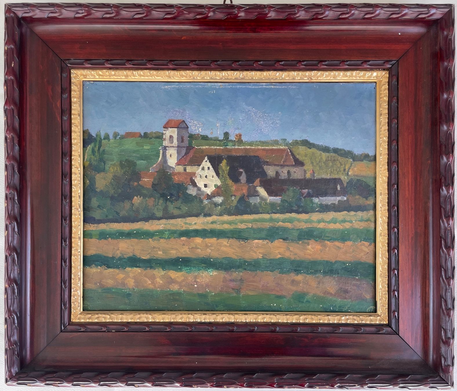 Dipinti: Ölgemälde - Landschaft mit Dorf – Usato da Basel venduto da bigmbh