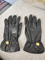 Gants en cuir noir Schwarze Lederhandschuhe mit Wollfutter
