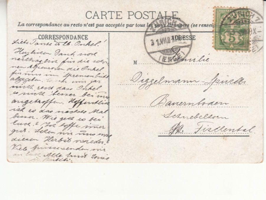 Cartoline postali: Zürich 1907 – Usato da Bürglen TG venduto da StampGraf 1