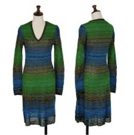 Missoni Zigzag Knit Dress - Size S - Green/Blue 