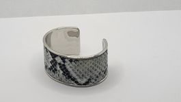 Bracelet manchette metal et cuir style serpent🐍