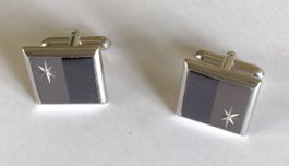 Gediegene Manschettenköpfe / Cufflinks - mit Krawattenclip