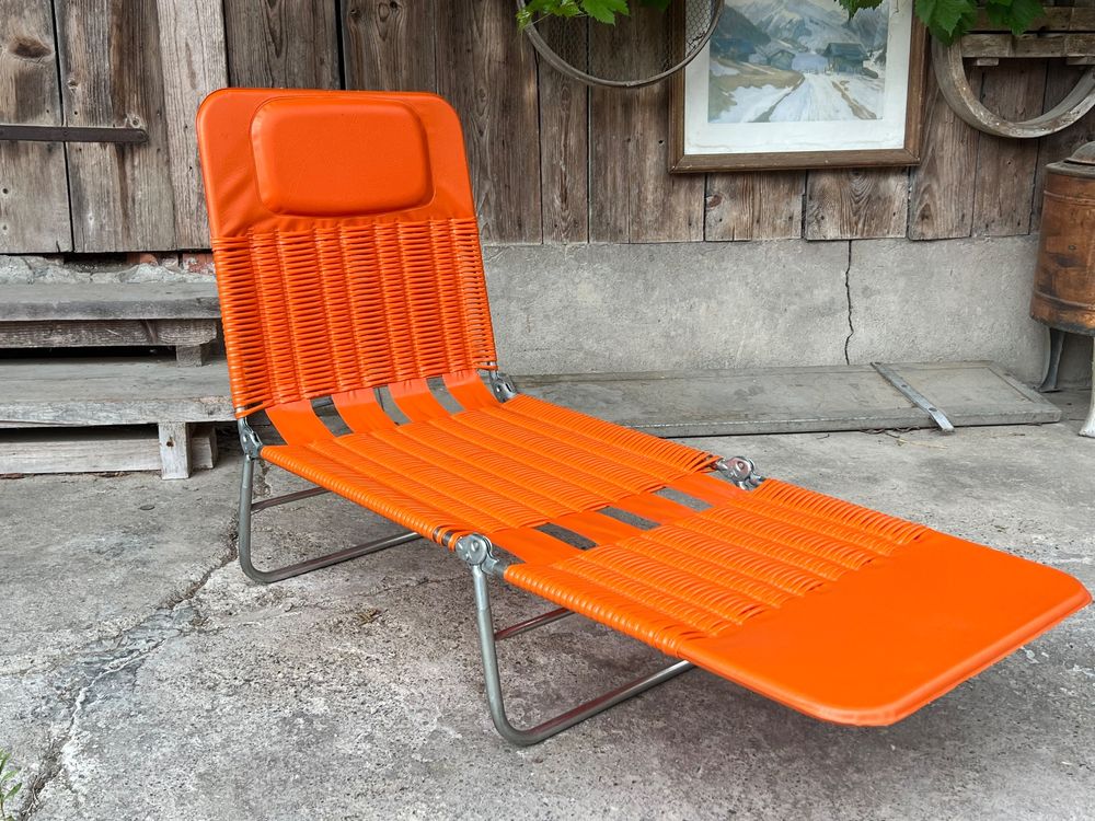 Vintage KURZ Gartenliege 1960er Jahre in Orange Kaufen auf Ricardo