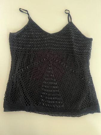 Top / Shirt, mit Röhrenperlen, schwarz, Gr. 38