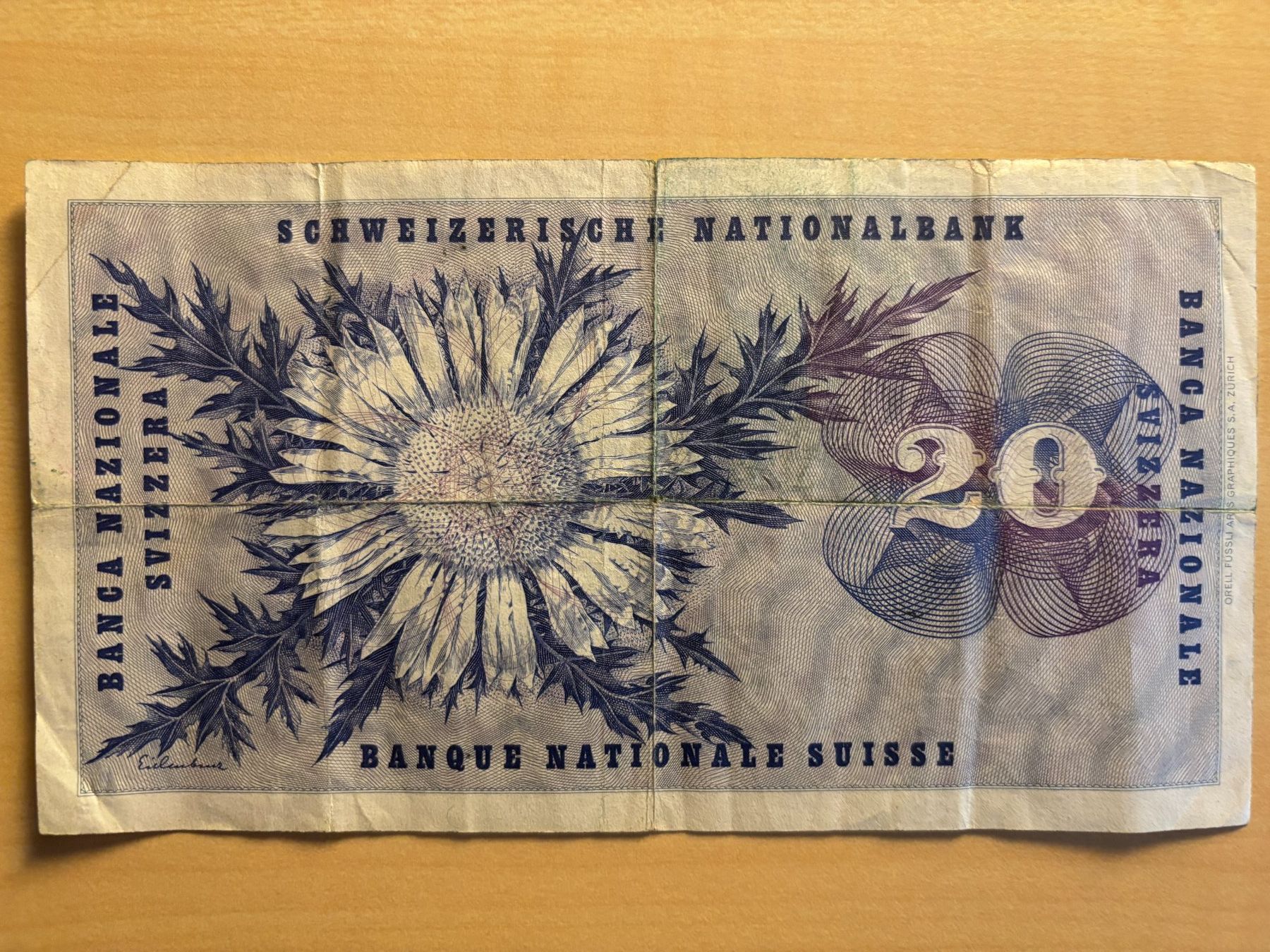 Banknoten: Banknote Schweiz 20er Note – Gebraucht aus Ruggell von spalkur42 1