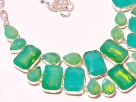 Green Milky Opal Faceted Handmade Fashion Ethnic Necklace