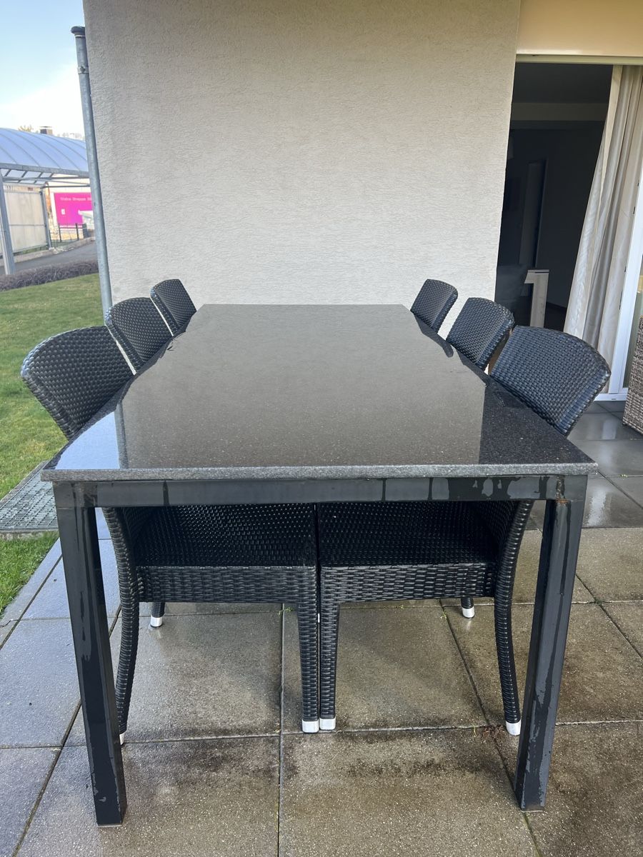 Set de table et chaises: Grosse Gartentischgruppe Granitplatte mit 6 Stühlen – D'occasion à Wetzikon ZH par man_2pd5 1
