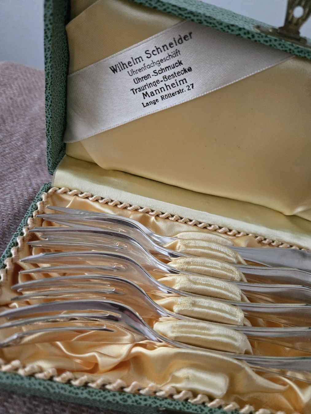 Gabeln: 6 Kuchengabeln versilbert W. Schneider im Etui – Gebraucht aus Rheinsulz von Dred 3