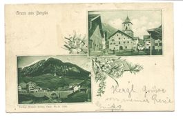 Gruss aus Bergün (GR) 2 Dorf-Ansichten - Jugendstil - 1902