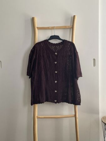 🍀🌺🍀Gilet manches courtes marron 48-50, Neuf