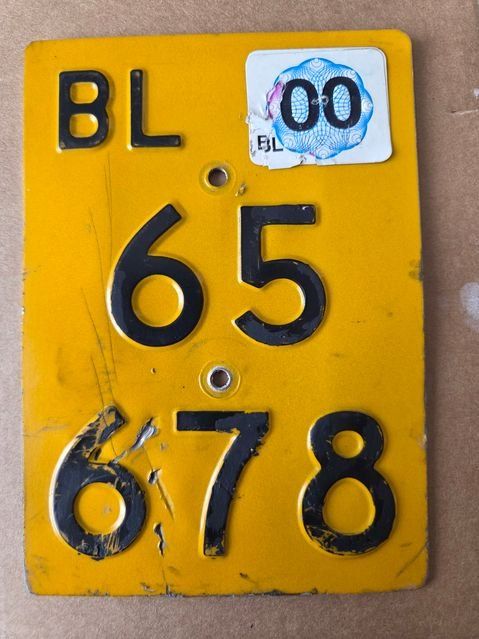 Sachs Insegne: Velonummer BL 2000 gelb Mofanummer Plaque Mofa – Usato da Schenkon venduto da Uhu007