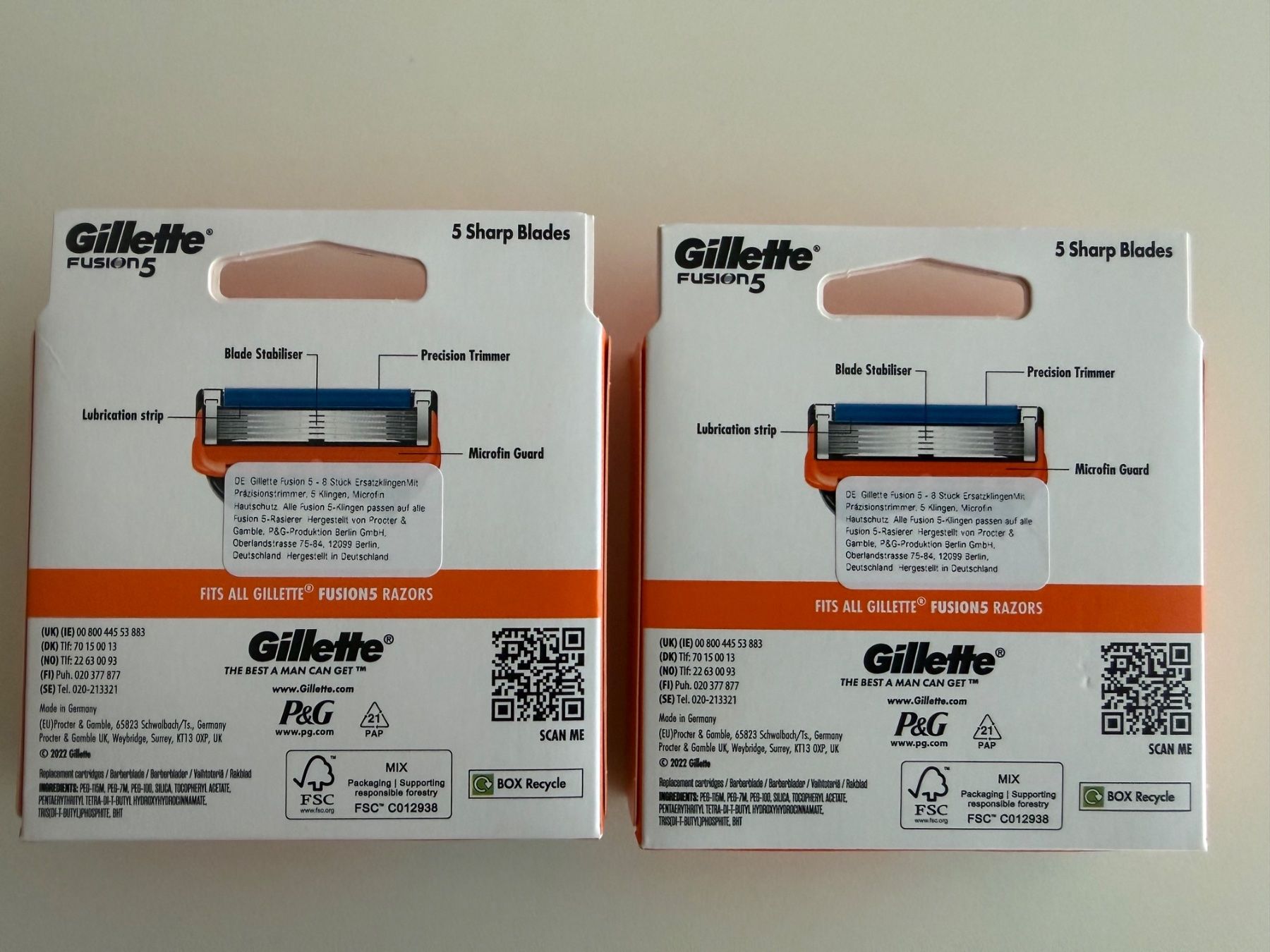 Gillette Rasoi & Lamette da barba: Gillette Fusion5, 16 pcs – Nuovo e nell'imballaggio originale da St-Gingolph venduto da GoldenKeys 1