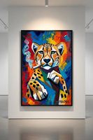 "THE CHEETAH THAT SMOKES TIME"50x70 riproduzione su tela