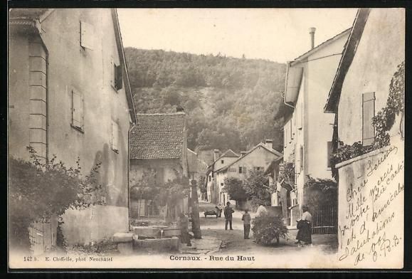Cartoline postali: Cornaux /NE, Rue du Haut, Strassenpartie – Usato da Berlin venduto da bartko-reher
