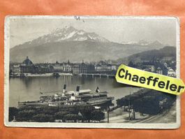 Alte Postkarte Luzern, Quai und Pilatus, mit Dampfschiff