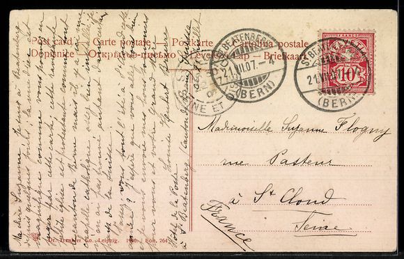 Cartoline postali: AK St. Beatenberg, Kirche mit Eiger, Mönch, Jungfrau – Usato da Berlin venduto da bartko-reher 1
