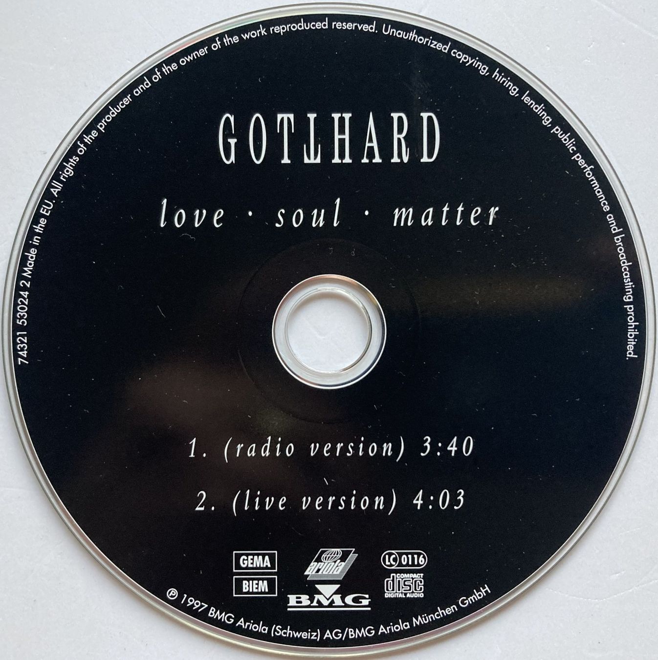 CD: GOTTHARD - LOVE-SOUL-MATTER – Usato da Bottens venduto da hotter-than-hell 2
