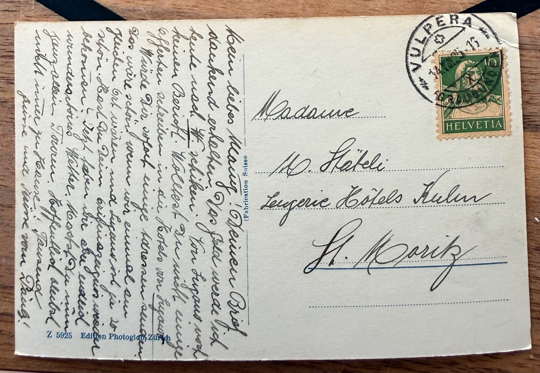 Cartoline postali: Vulpera - Waldhaus 1925 – Usato da Lutry venduto da Ediego 1