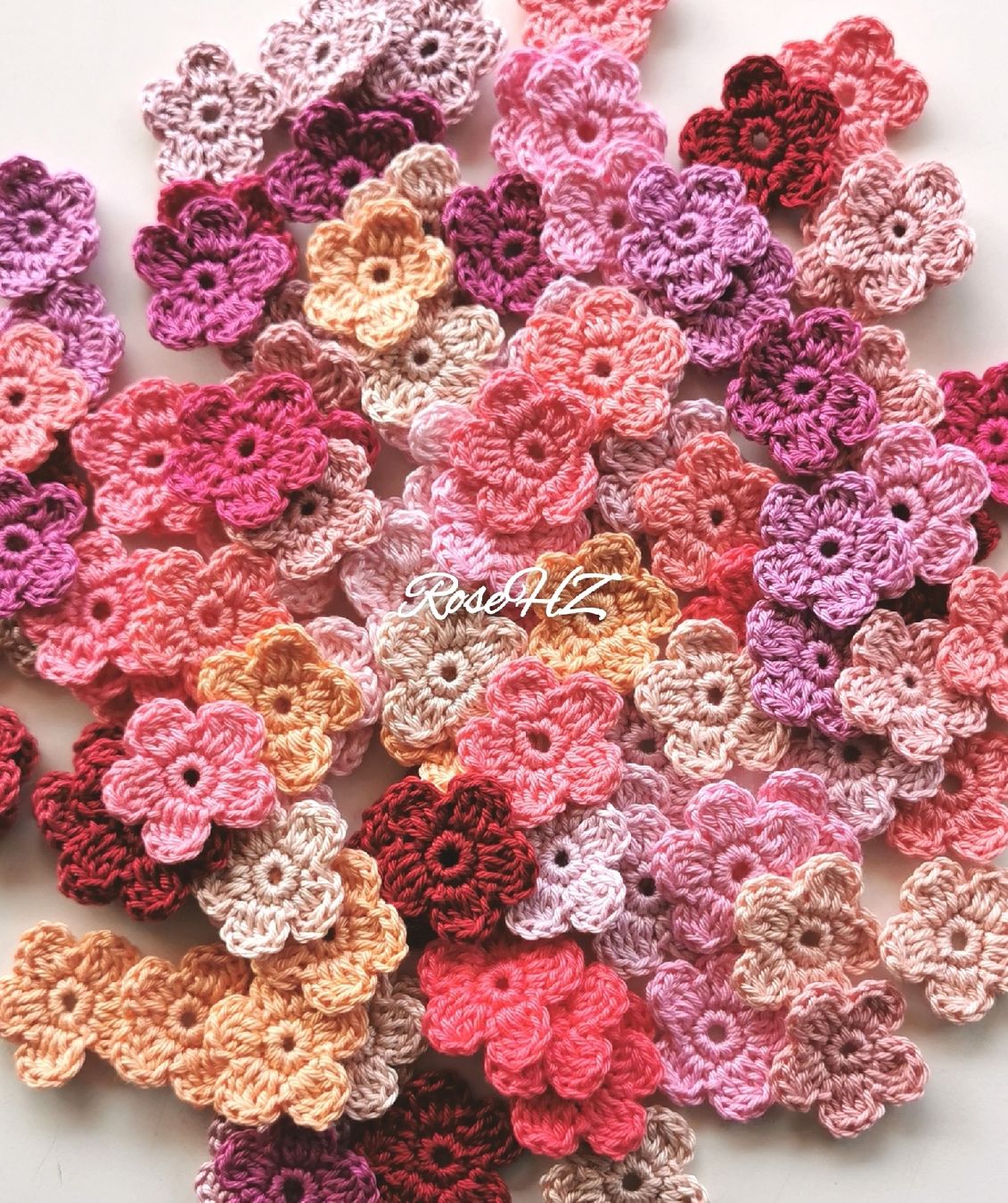 Toppe: Blumen Gehäkelt 100.Stück Baumwolle 4cm – Nuovo (secondo la descrizione) da Schaffhausen venduto da RoseHaekelzauber