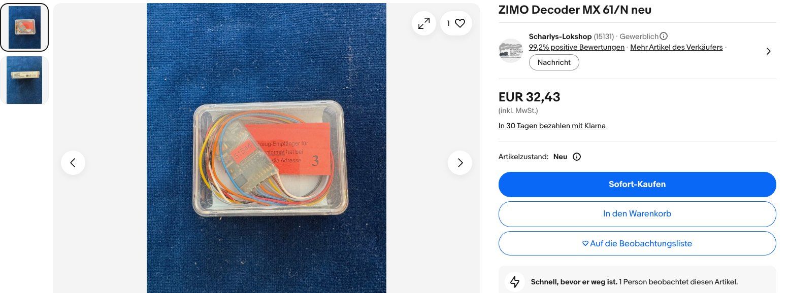 Zimo Modellini di ferrovie: ZIMO 3 x Digital Lok Decoder H0 - MX61/N - Neuwertig – Usato da Winterthur venduto da Monstera 7