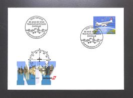 1997 FDC „50 ans de vols transatlantiques SWISSAIR" - LUXUS