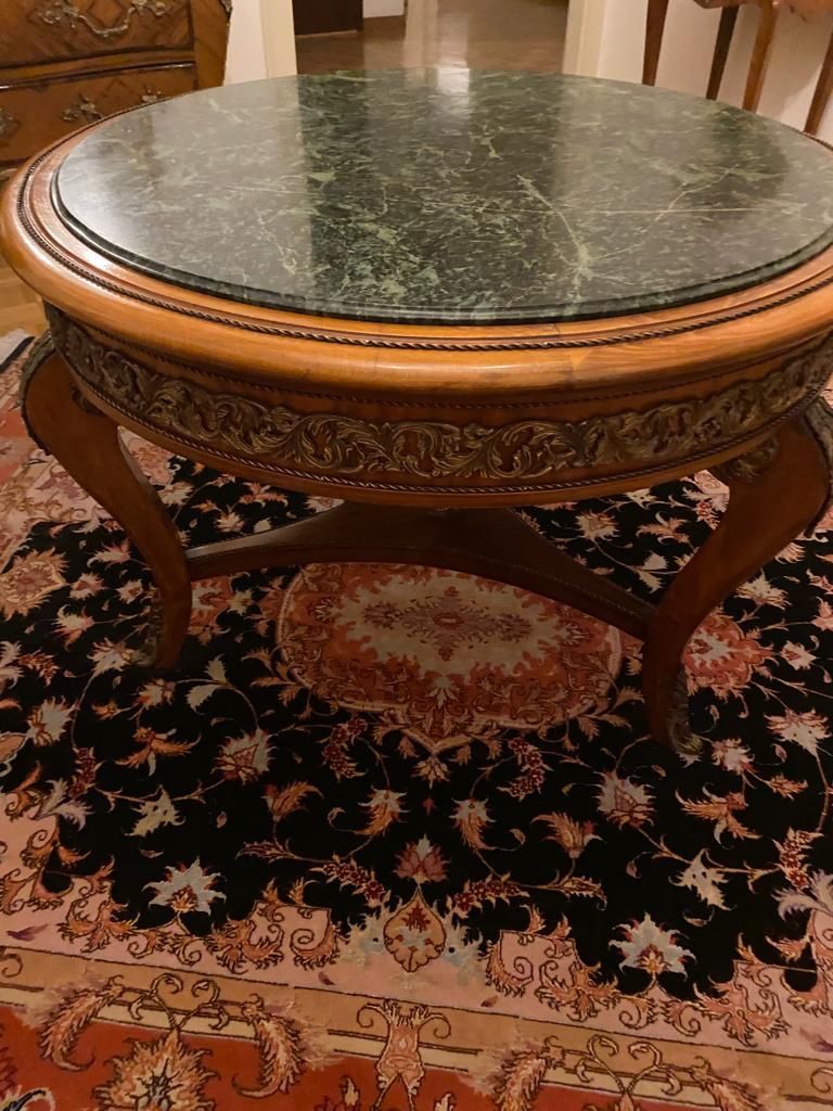 Tische: Art déco table bas en bois et marbre vert – Neu (gemäss Beschreibung) aus Genève von location01