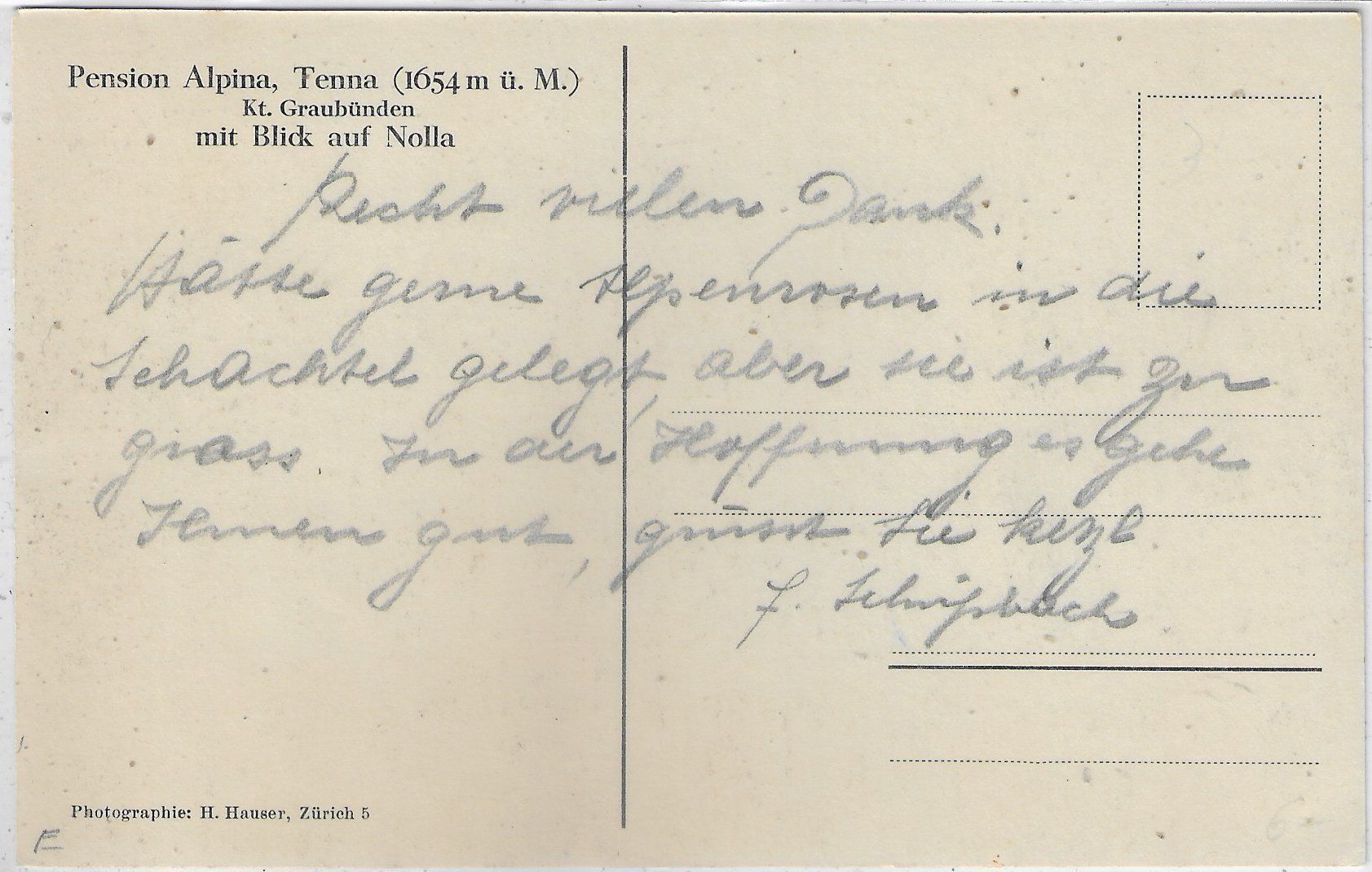 Cartoline postali: Pension Alpina - Tenna – Usato da Ettingen venduto da Kartenplanet 1