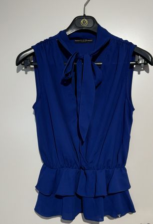 Guess Blue Blouse Size S, elegant Summer Top