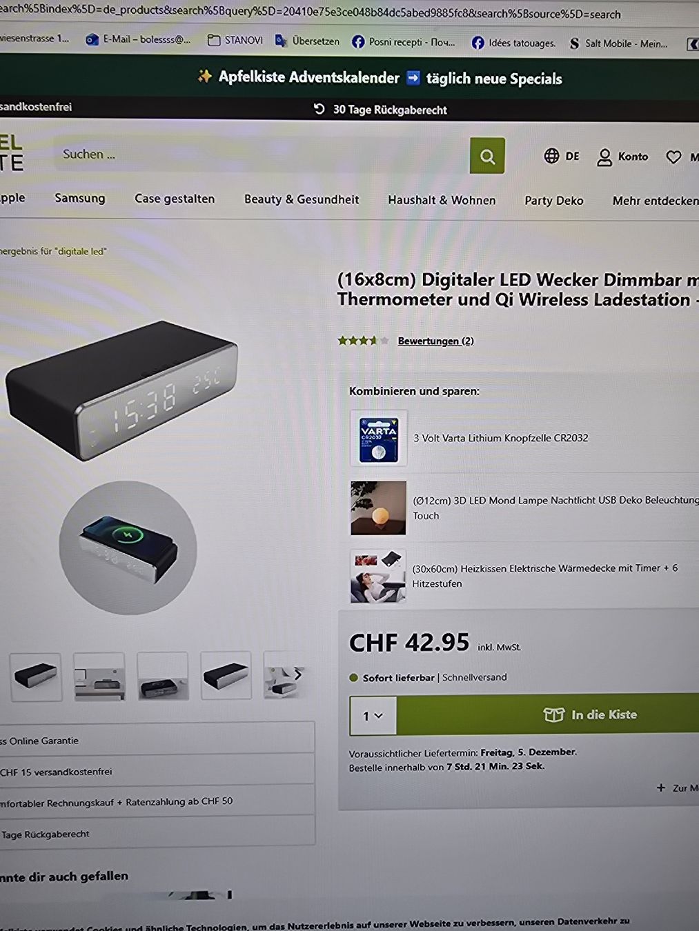 Sveglie: Led wecker mit Wireless Ladestation – Usato da Winterthur venduto da Bole.sd