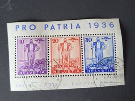 1936, Aus Pro Patria Block W8 geschnitten 